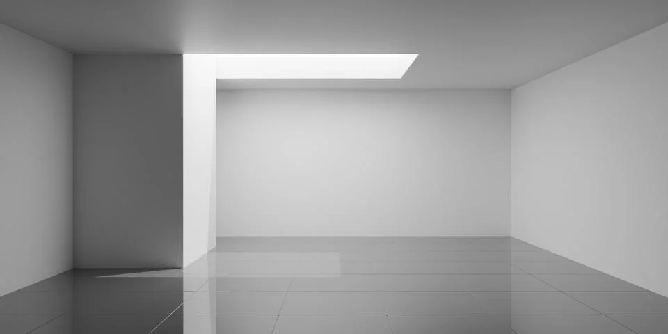 Empty modern white room interior or art gallery indoor background, skylight.. Stock Illustration