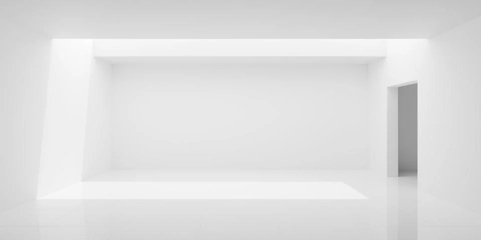 Empty modern white room or art gallery indoor background, large horizontal .. Stock Illustration