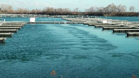 Empty mooring docks in January. Stock Footage 71107533
