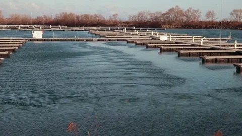 Empty mooring docks, right to left  pan. Stock Footage 71106966