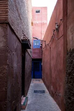 Empty Moroccan streets during the day Stock Photos