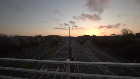 Empty motorway during Covid 19 Coronavirus lockdown. Quarantine in Edinburgh Stock Footage 129664838