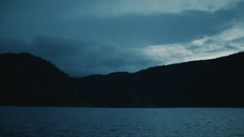 Empty Mountain Lake at Dusk - Mt Hood National Forest in Oregon Stock Footage 232341551