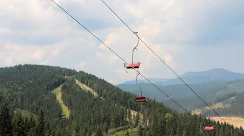 Empty Mountain Lift ThroughSky Stock Footage 26731395