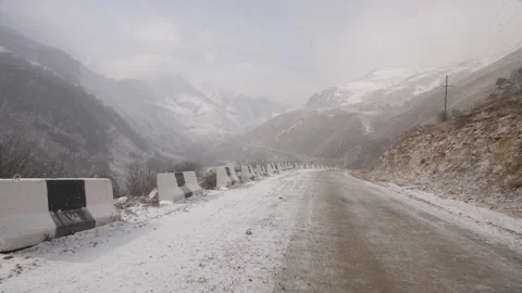 An Empty Mountain Road and a Beautiful View of the Kabardino-Balkaria Mountains  Stock Footage 195935143