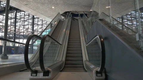 Empty moving automatic escalator Stock Footage 97890237