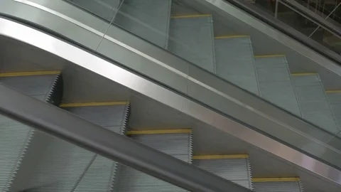 Empty moving escalator, mechanic electric Stair Stock Footage