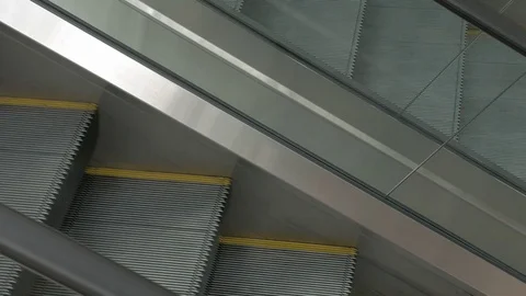 Empty moving escalator,  mechanic electric Stair Stock Footage 76671687