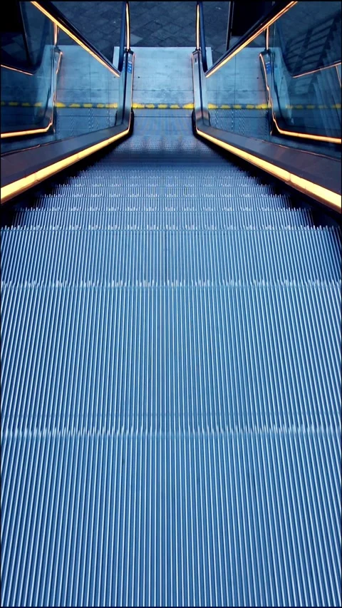 Empty moving escalator or moving staircase without people in top down view Stock Footage 344335771