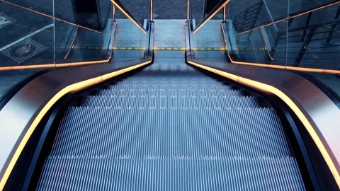 Empty moving escalator or moving staircase without people in top down view Stock Footage 344336124