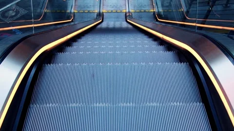 Empty moving escalator or moving staircase without people in top down view Stock Footage 344336210