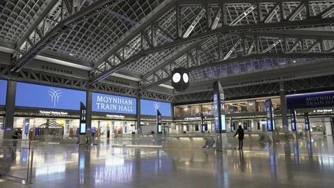 Empty Moynihan Hall Train Station. New transit Hub in Manhattan Stock Footage 199348116