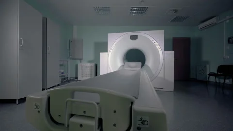 An empty MRI, CT, PET scanner in a modern hospital. Video stock 95169715