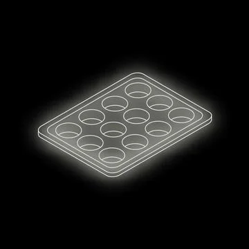 Empty muffin baking pan isometric view on dark background Stock Illustration