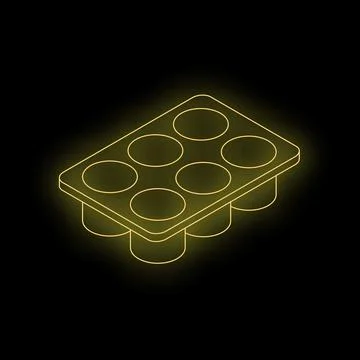 Empty muffin baking tray glowing on dark background Stock Illustration