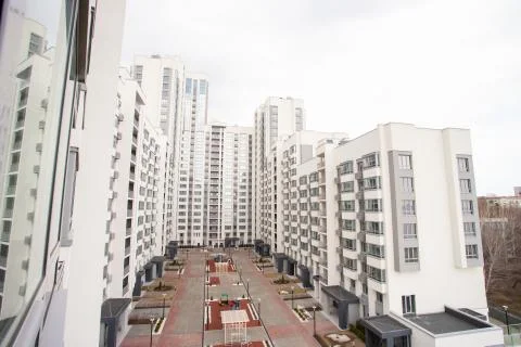 Empty multi-storey modern residential building. without people Stock Photos