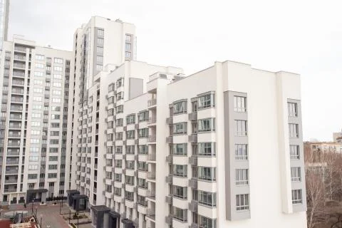Empty multi-storey modern residential building. without people Stock Photos