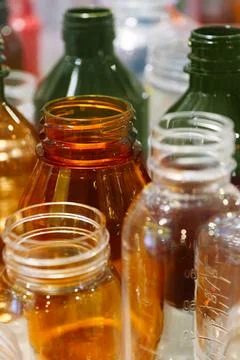 Empty multicolor transparent plastic bottles Stock Photos
