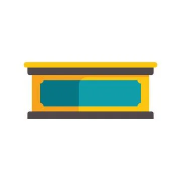 Empty museum exhibit displaying golden frame and teal background Stock Illustration