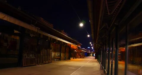 Empty "Naschmarkt in Vienna during night time Stock Footage 135587111