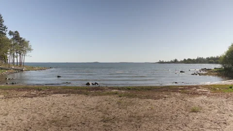 Empty natural beach at the coast Stock Footage 132212140