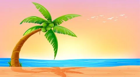 Empty nature beach ocean coastal landscape 库存插图