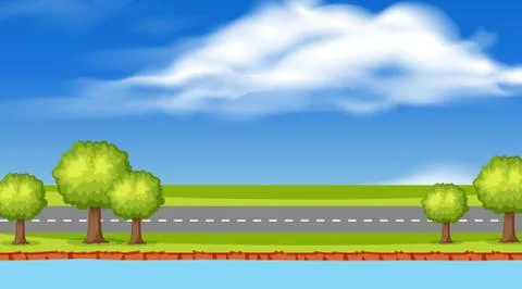 Empty nature road scene Stock Illustration