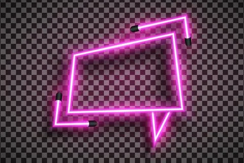 Empty neon comic speech bubble in realistic pink led neon tube frame style Stock Illustration