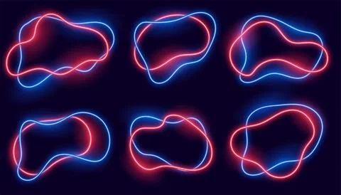 Empty neon frames banner set of six Stockillustratie