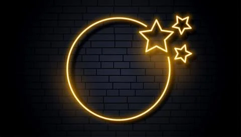 Empty neon signage frame with three stars Stock Illustration
