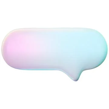 Empty neon speech bubble, oval, holographic pink-blue. Stock Illustration
