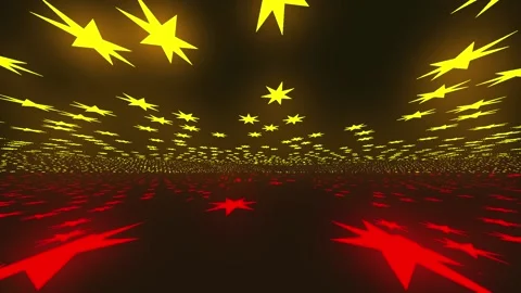 Empty Neon Star road 8 bit. 3d animation loop Vídeo Stock 195617740