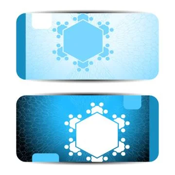 Empty new year gift voucher with snowflakes on the blue gradient background w Stock Illustration