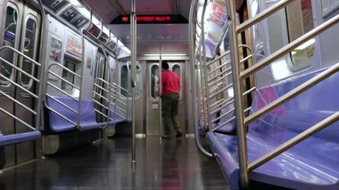 Empty New York Subway Train phase 4 of reopening 库存影片 139429523