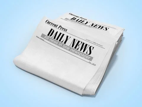 Empty newspaper in stack 3d render on blue Stock Illustration