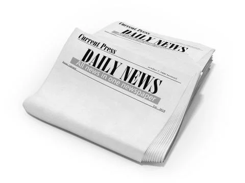 Empty newspaper in stack 3d render on white Stock Illustration