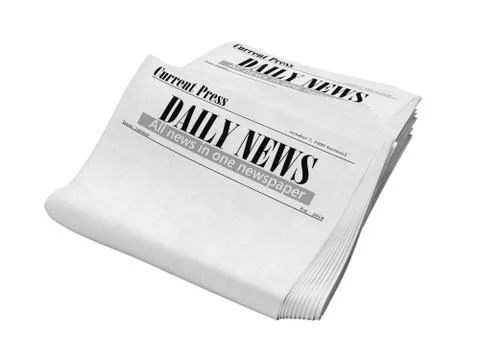 Empty newspaper in stack 3d render on white no shadow Stock Illustration