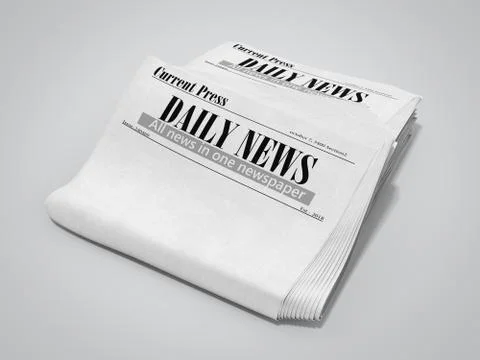 Empty newspaper in stack 3d render on grey Stock Illustration