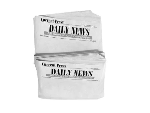 Empty newspaper in stack 3d render on white no shadow Stock Illustration
