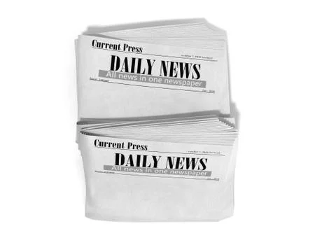 Empty newspaper in stack 3d render on white Stock Illustration