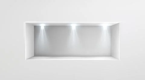 Empty niche in white wall with lights Stock Illustration