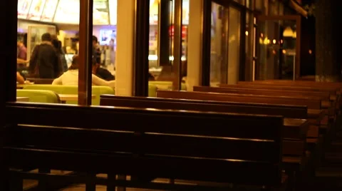 Empty Nigh Fast Food Stock Footage 42139235