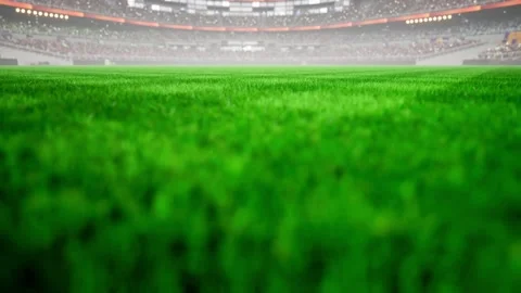 Empty night baseball and cricket arena with fans in fog and illuminated by Video stock 164149021