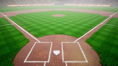 Empty night baseball and cricket arena with fans i illuminated by spotlights 3d Video stock 164149635