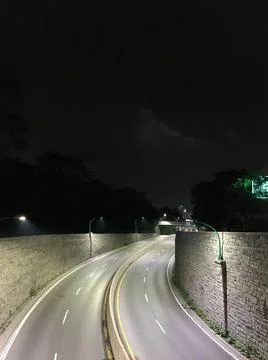 Empty night at the highway Stock Photos