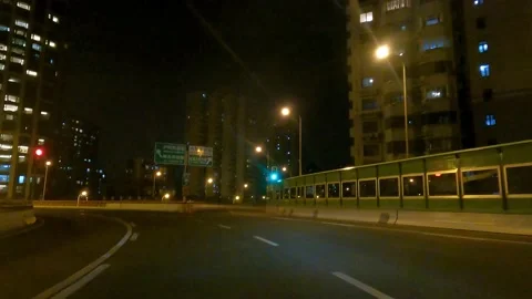 Empty night view elevated road in Shanghai is under lockdown Stock Footage 193480098