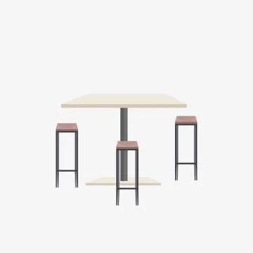 Empty no people cafe table with chairs modern restaurant cafeteria furniture Stock Illustration