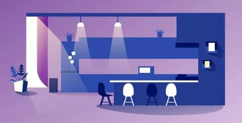 Empty no people modern kitchen interior contemporary apartment with furniture Stock Illustration