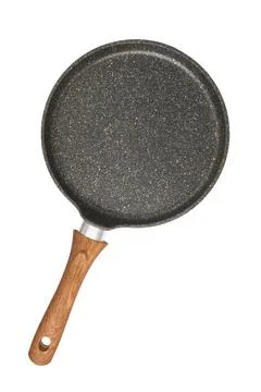 Empty nonstick pan for baking pancakes isolated on white background, top view Stock Photos