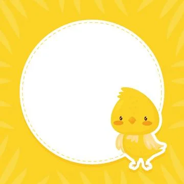 Empty Note Card with Cute Canary Cartoon Yellow Bird Vector Template Stockillustratie